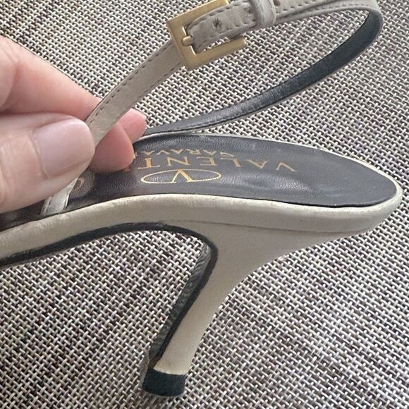 Valentino Garavani Open Toe Off White Leather Sling Back Pump with Bow. - Picture 8 of 8